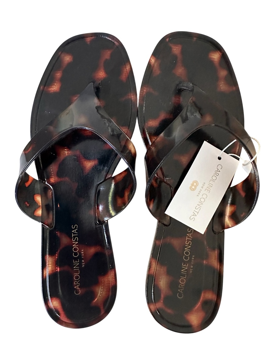 Caroline Constas Tortoiseshell Jelly Sandal Flip Flops, NEW With Tags